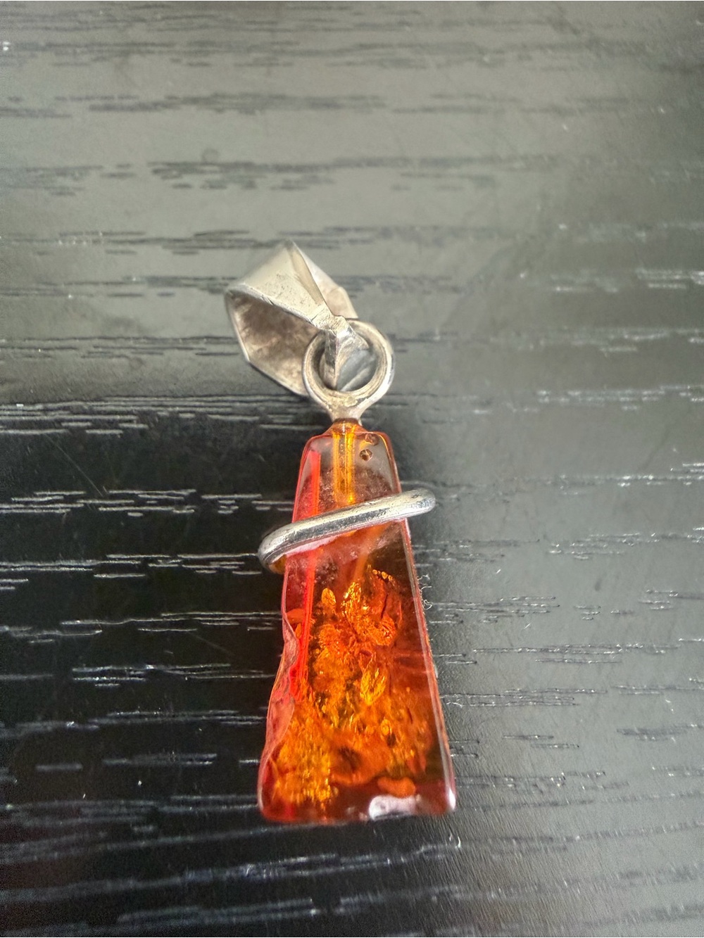 Sterling Silver Amber Pendant Necklace - Picture 4 of 4